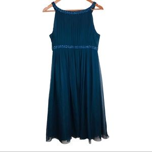 Jones New York Silk Pleated Navy Blue Dress 8